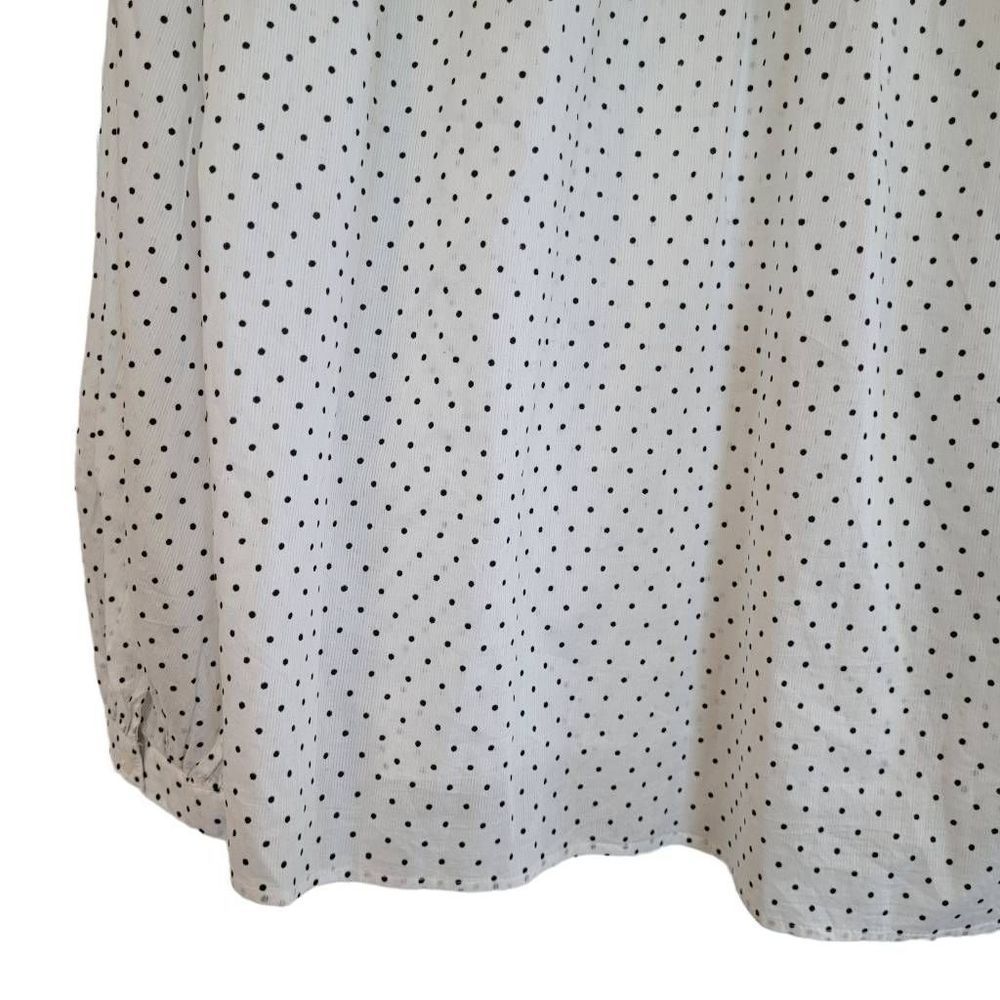 Madewell Women's White & Mini Black Polka-dot Cotton Ruffle & Long Sleeve Top - Picture 9 of 11